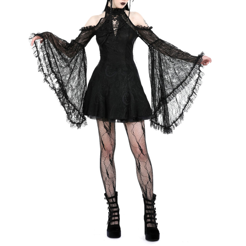 Vestido Gótico con Mangas de Rejilla