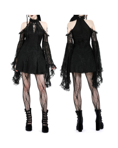 Vestido Gótico con Mangas de Rejilla