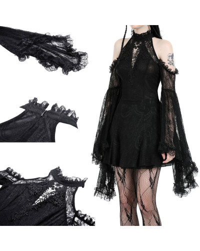 Vestido Gótico con Mangas de Rejilla