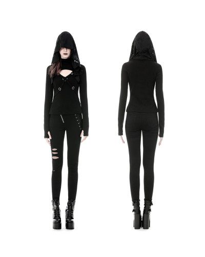 Gothic T-Shirt mit Kapuze
