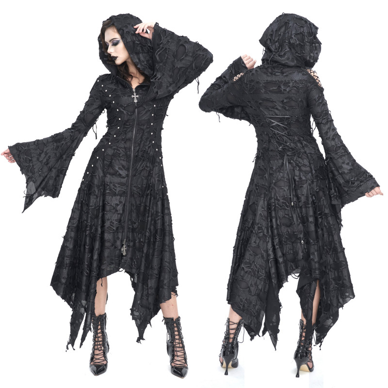 Lange Jacke mit Kapuze