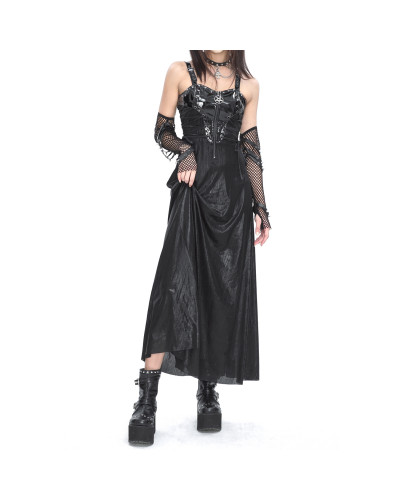 Vestido Gótico Negro con Tirantes