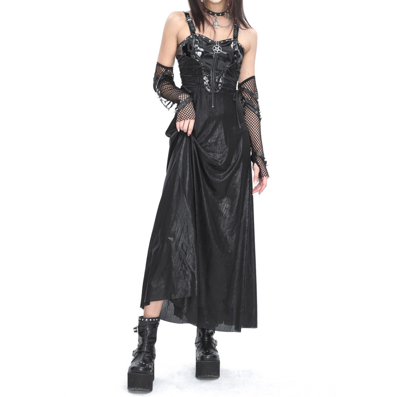 Vestido Gótico Negro con Tirantes
