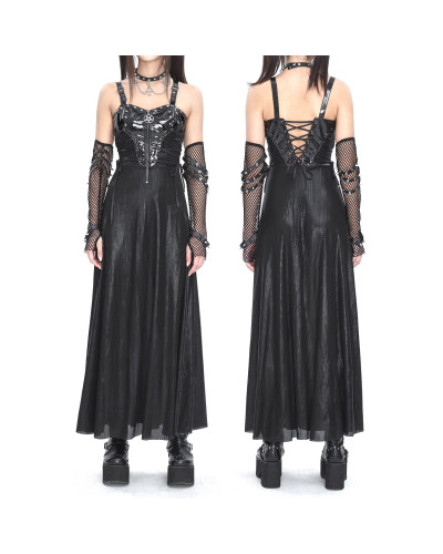 Vestido Gótico Negro con Tirantes