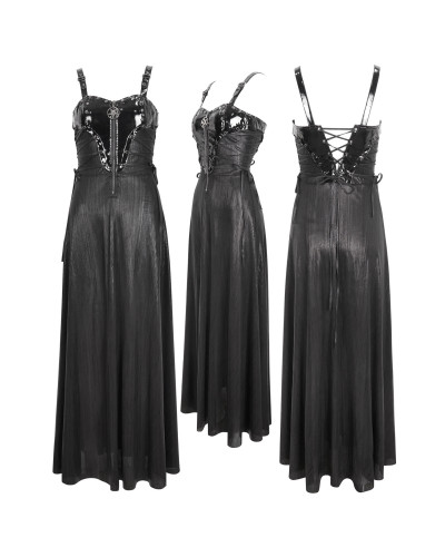 Vestido Gótico Negro con Tirantes