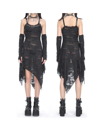 Robe Gothique Noire avec Bretelles
