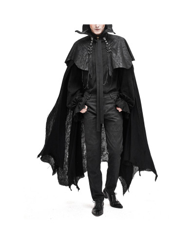 Langer Schwarzer Gothic Umhang für Männer