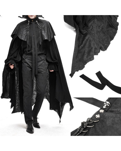 Cape Gothique Longue Noire pour Homme