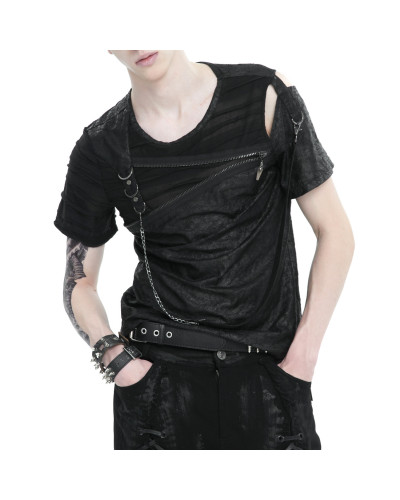 Camiseta Gótica Asimétrica con Capucha para Hombre