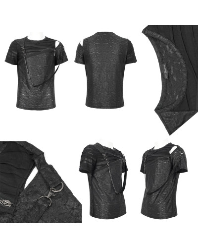 Camiseta Gótica Asimétrica con Capucha para Hombre