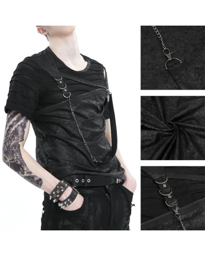 Asymmetrisches Gothic T-Shirt mit Kapuze für Männer