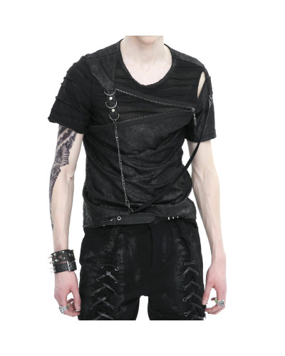 Asymmetrisches Gothic T-Shirt mit Kapuze für Männer