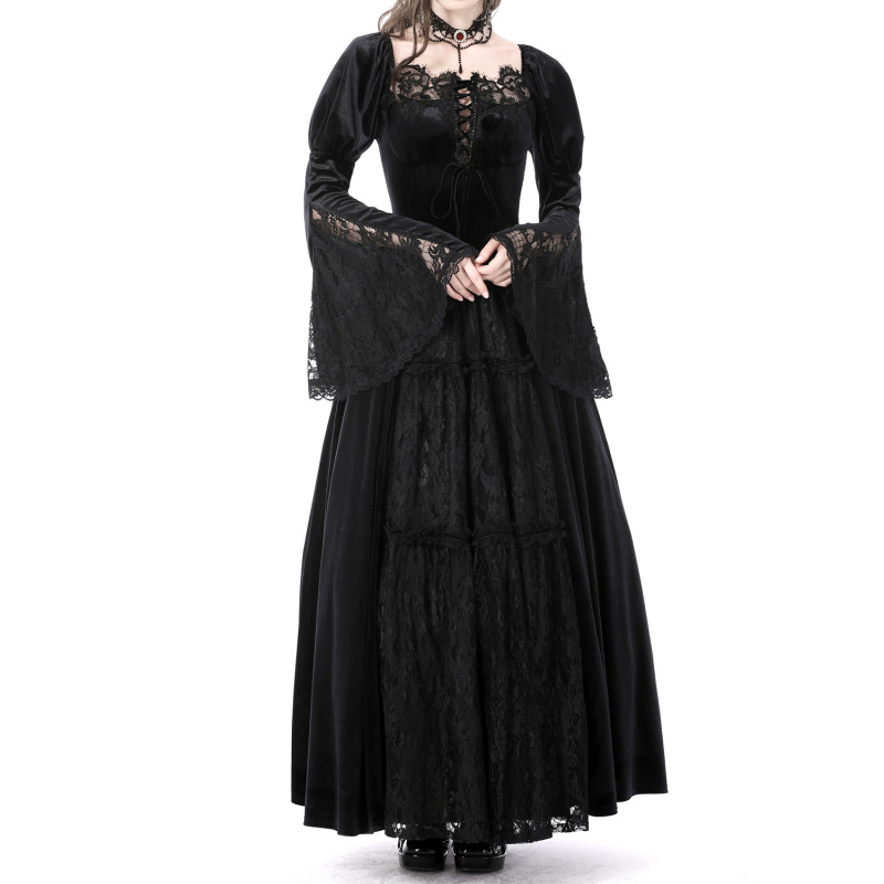 Vestido de Tubo Gótico Largo de Terciopelo