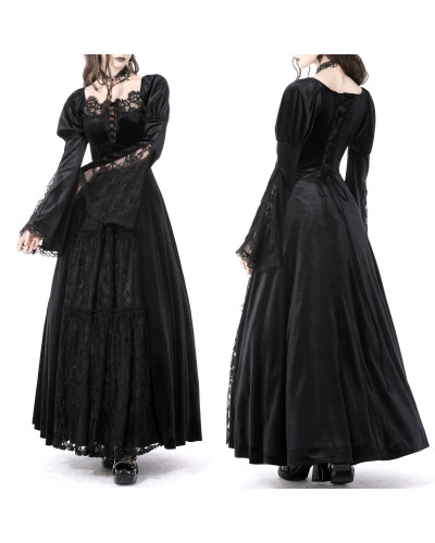 Vestido de Tubo Gótico Largo de Terciopelo