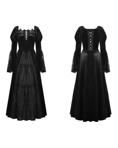 Vestido de Tubo Gótico Largo de Terciopelo