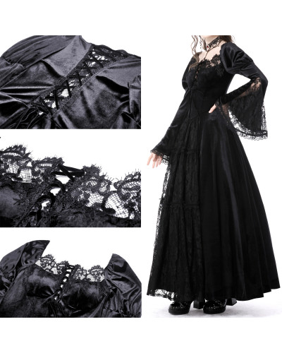 Vestido de Tubo Gótico Largo de Terciopelo