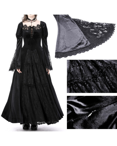 Vestido de Tubo Gótico Largo de Terciopelo