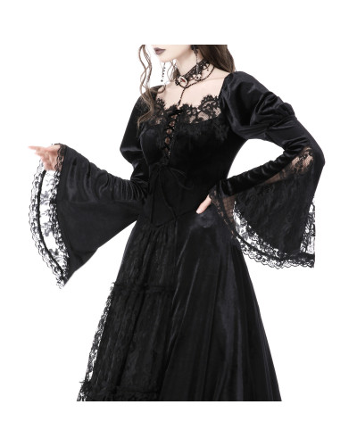 Vestido de Tubo Gótico Largo de Terciopelo