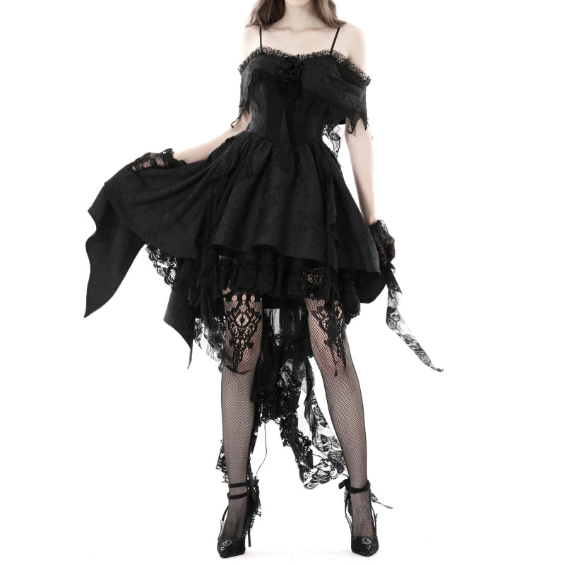 Vestido Gótico Negro con Encaje