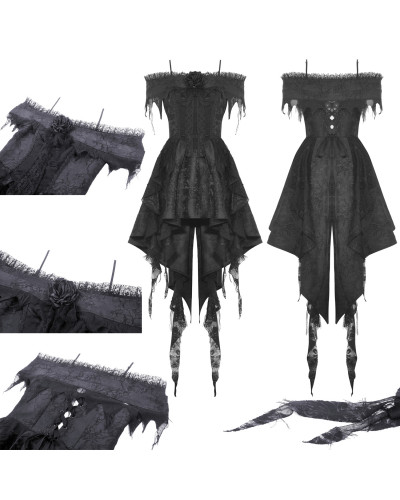 Vestido Gótico Negro con Encaje