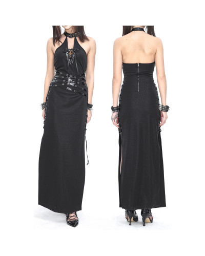 Vestido Gótico Negro con Tirantes