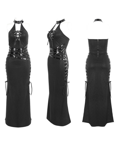 Vestido Gótico Negro con Tirantes