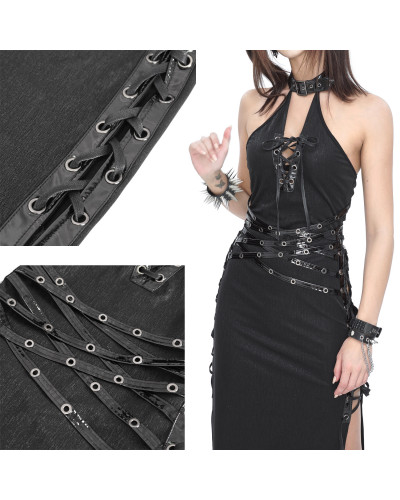 Vestido Gótico Negro con Tirantes