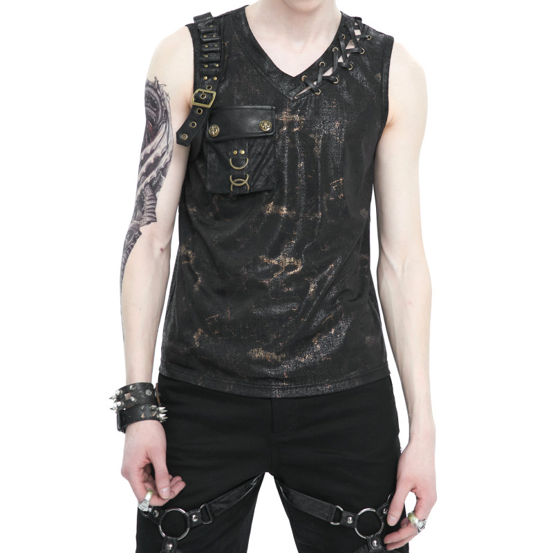 Camiseta Gótica Asimétrica con Capucha para Hombre