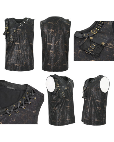 Asymmetric Gothic T-Shirt with Hood for Men