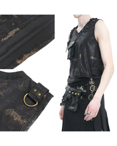 Camiseta Gótica Asimétrica con Capucha para Hombre