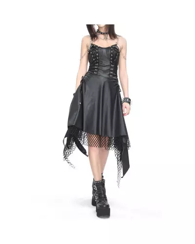 Vestido de Couro Sintético com Grade da Marca Devil Fashion por 99,90 €