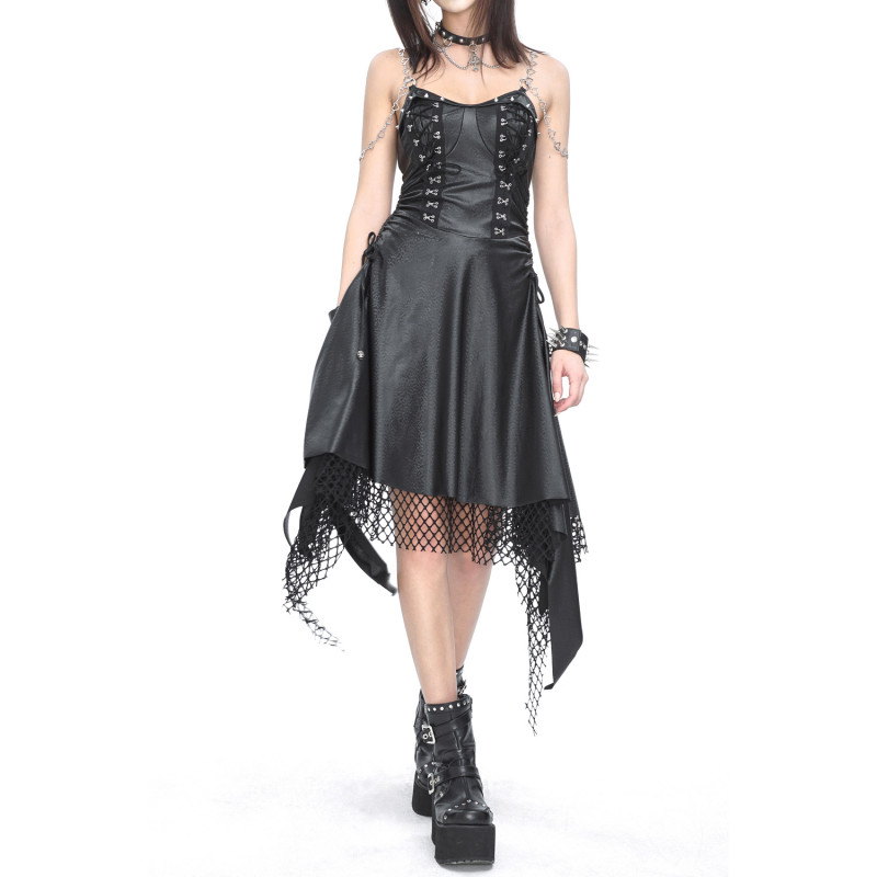 Faux Leather Dress with Mesh Faux Leather Dress with Mesh
