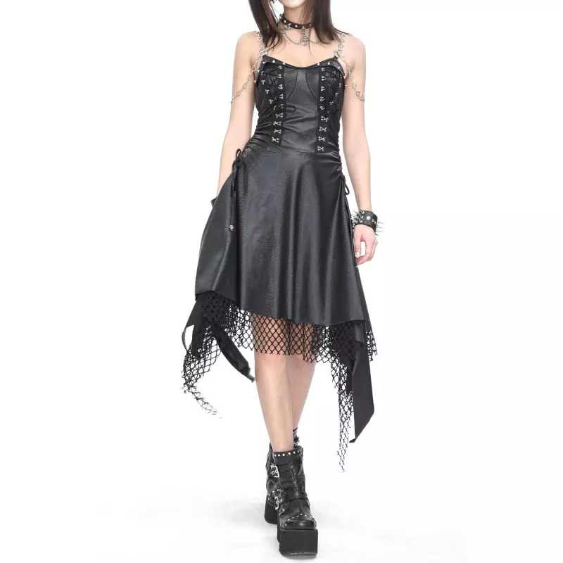 Vestido de Couro Sintético com Grade da Marca Devil Fashion por 99,90 €