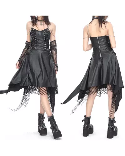 Kunstlederkleid mit Netzstoff der Devil Fashion-Marke für 99,90 €