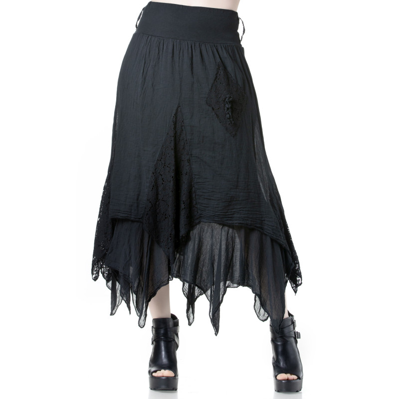 Jupe Gothique Noire Asymétrique