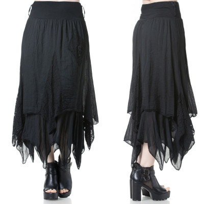 Jupe Gothique Noire Asymétrique