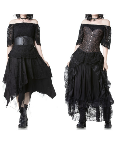 Gothic T-Shirt mit Spitze