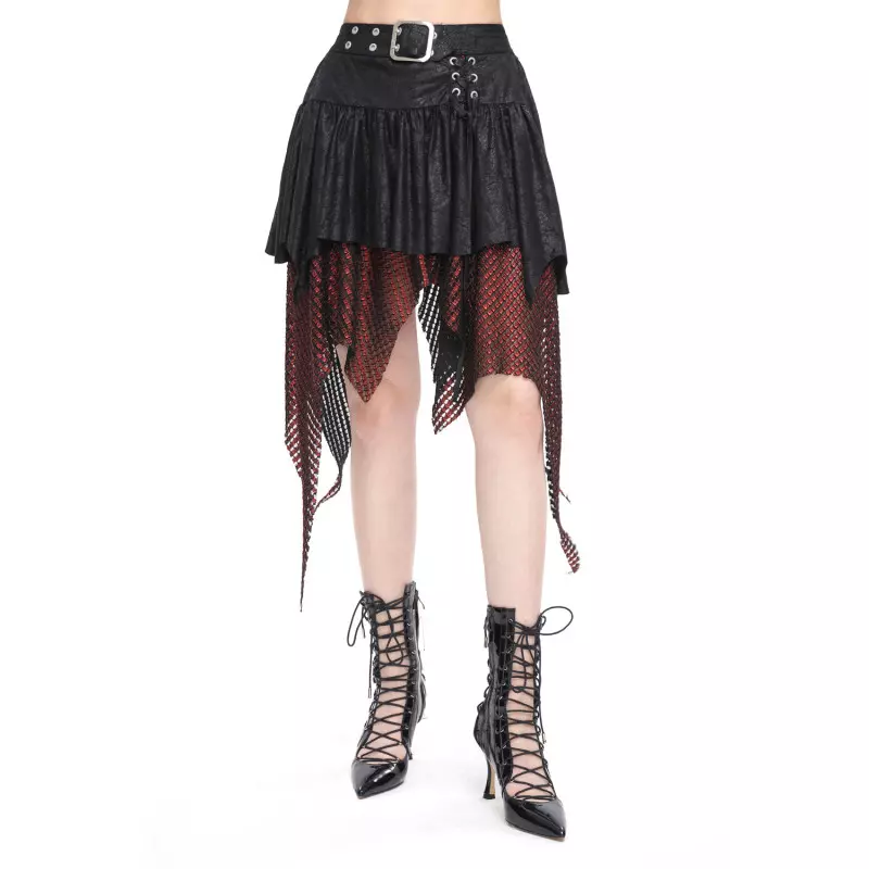 Black and Red Asymmetric Skirt from Devil Fashion Brand at €71.50