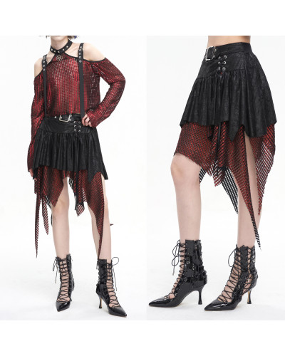 Black and Red Asymmetric Skirt