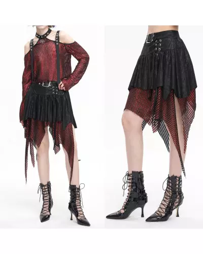 Black and Red Asymmetric Skirt from Devil Fashion Brand at €71.50