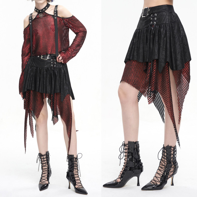 Jupe Noire et Rouge Asymétrique
