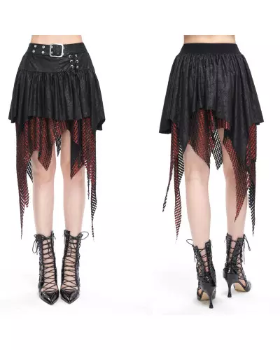 Black and Red Asymmetric Skirt from Devil Fashion Brand at €71.50