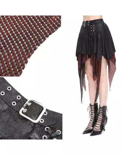 Black and Red Asymmetric Skirt from Devil Fashion Brand at €71.50