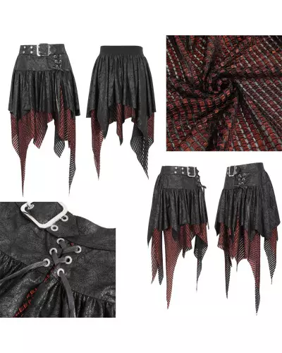 Black and Red Asymmetric Skirt from Devil Fashion Brand at €71.50