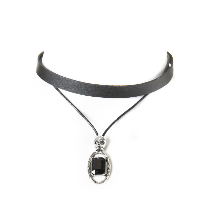 Gothic Halsband mit Rotem Stein