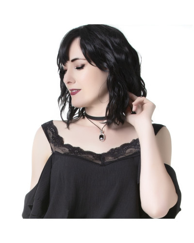 Gothic Halsband mit Rotem Stein