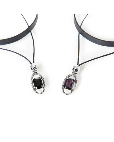 Gothic Halsband mit Rotem Stein