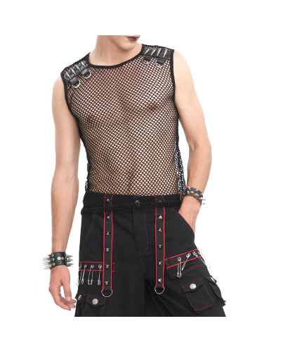 Camiseta Gótica de Rejilla Negra para Hombre