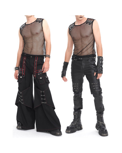Camiseta Gótica de Rejilla Negra para Hombre