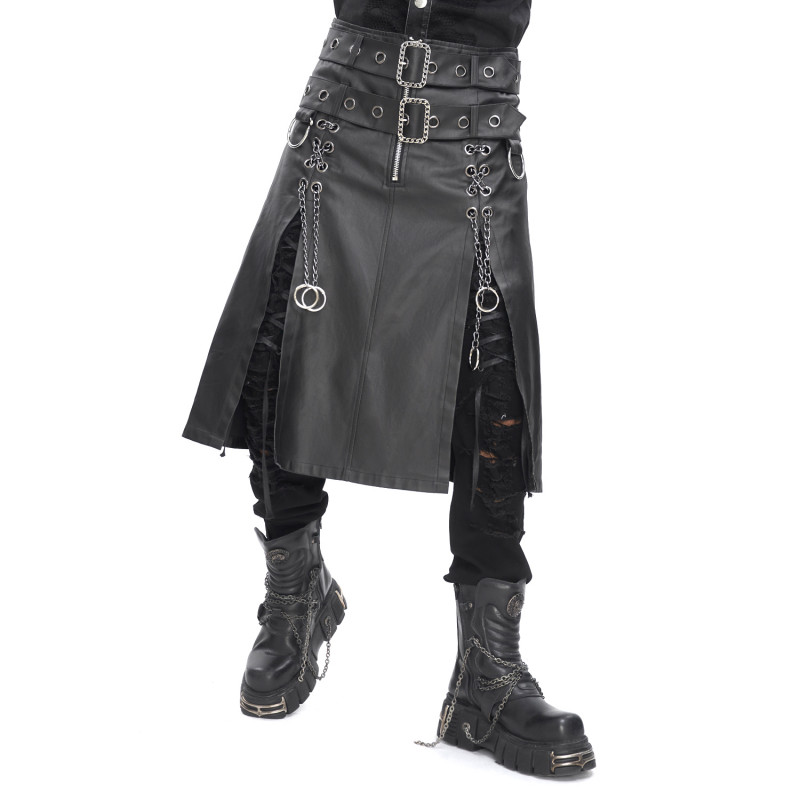 Gothic Skirt with Buckles for Men